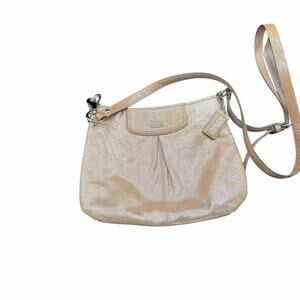 Coach Ashley Metallic Leather Crossbody Bag Champagne Gold Shimmer Purse